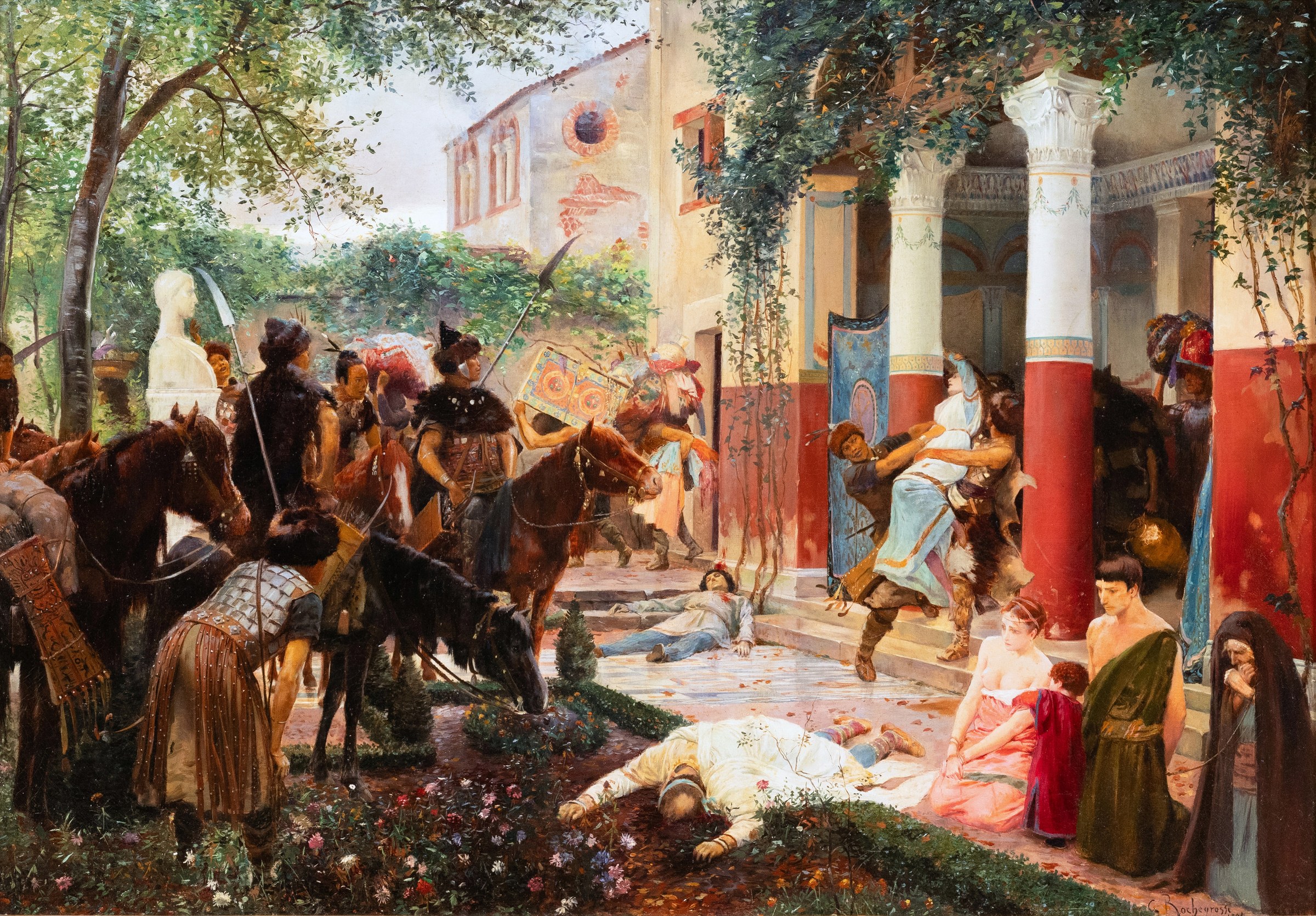 Georges Rochegrosse, Pillage d'une villa gallo-romaine par les Huns, 1894